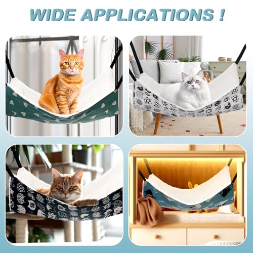 4 Pack Cat Hammock for Cage, Reversible Cat Hanging Hammock Soft Large Double Sided Pet Bed with Adjustable Straps & Metal Hooks for Cats Ferret Kitten Puppy Rabbits Small Animals - size: L
