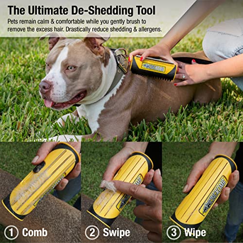 King Kanine Deshedding Dog Brush - Self Cleaning Deshedding Brush for Cats Dogs and Horses - Pet Comb for Grooming and Removing Loose Hair - Designed for Short to Medium Coats of All Stages - size: Large (Pack of 1)