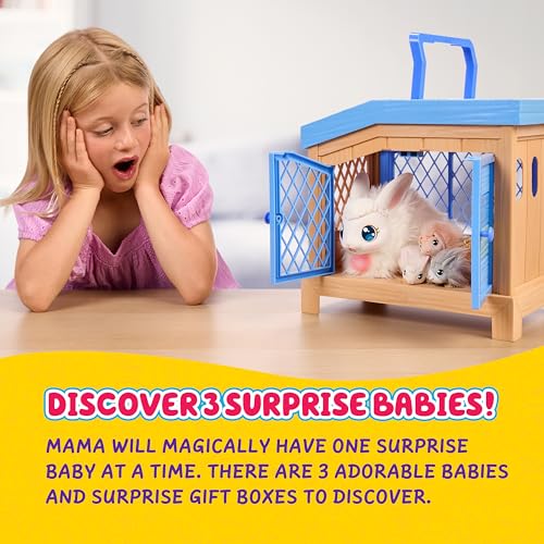 Little Live Pets Bunny Mama Surprise Toy Set, Hutch Interactive Animal Playset with 3 Surprise Babies, 20+ Sounds, Bunny Accessories for Girls Ages 3+ | 20+ sounds, deluxe hutch, 20+ care accessories, repeatable play, interactive pet toy for girls ages 3+