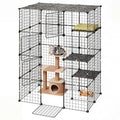VEVOR Cat Cage 4-Tier 40.98"x27.99"x55" DIY Cat Playpen Indoor Enclosure, Detachable Metal Wire Kennel Crate with 4 Doors, Large Exercise Place Ideal for 1-2 Cats, Kittens and Small Animals, Black - size: 41.0"L x 28.0"W x 55.0"H