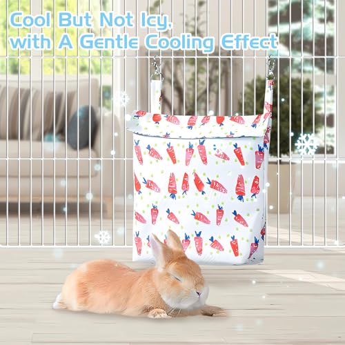 Hamiledyi Rabbit Cooling Pouch with Ice Pack - No Condensation Pad for Bunny Cage Accessories, Washable Cooling Mat for Small Animals (Ferret, Guinea Pig, Chinchilla)