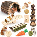 Hamster Toys Guinea Pig Toys Hamster Wheel Hamster Cage Accessories Small Animal Molar Chew Toys for Chinchillas,Gerbils,Mice,Rats,Mouse,Rabbit,Bunny Hideout Seesaw (12 Different chew Toys)