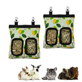 RIOUSSI Guinea Pig Hay Feeder, Hanging Rabbit Hay Feeder Bag. Greenleaf,2Ct | Upgraded Double Layer Fabric | Bite Resistant | Cleaner Hay & Less Mess | Small Animal Hay Holder for Bunnies & Chinchillas - color: GreenleavesX2