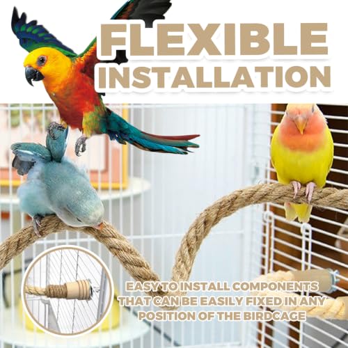 Bird Rope Perches Jute Rope,Bendable Parrot Bird Perch Rope Stand for Cage,Stand Climbing Stand Toy for Cockatiels, Lovebirds, Budgies,Parakeets(59") - color: Brown