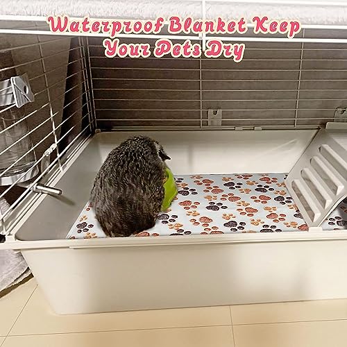 YUEPET 3 Pack Waterproof Guinea Pig Blankets, Fleece Cage Liners, SM | Fleece Bedding for Guinea Pigs, Waterproof Backing, Machine Washable, Soft Fleece Surface, 30 x 16 in - color: White+pink+coffee, size: SM-30"×16"