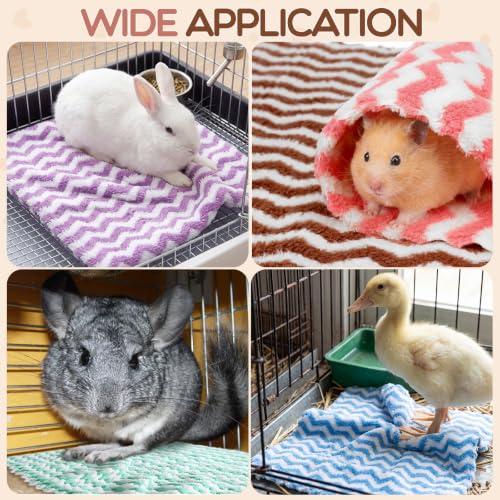 Moukeren 20 Pcs Guinea Pig Fleece Bedding Blankets Bulk Washable Small Animal Fleece Cage Liners Pet Sleeping Mat Cover for Hamster Chinchilla Rabbit Hedgehog (12 x 12 Inch,Wavy Style,Multicolor) - color: Multicolor, size: 12 x 12 Inch, style: Wavy Style