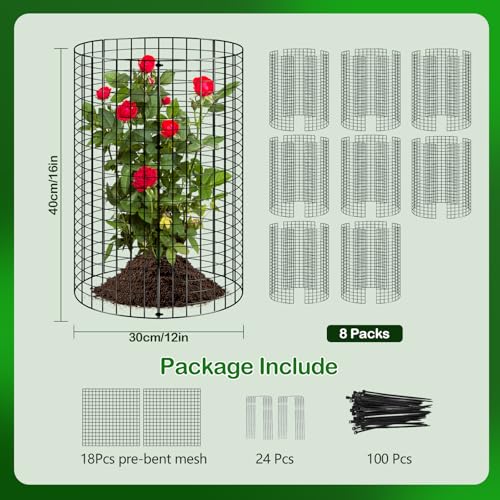 8 Pack Plant Protector from Animals, Wire Mesh Plant Cages for Garden – Sturdy Metal Plant Protectors to Keep Rabbits, Squirrels, and Animals Out – Ideal for Vegetables, Flowers, and Outdoor Plants - size: 8PACK-12*16inch