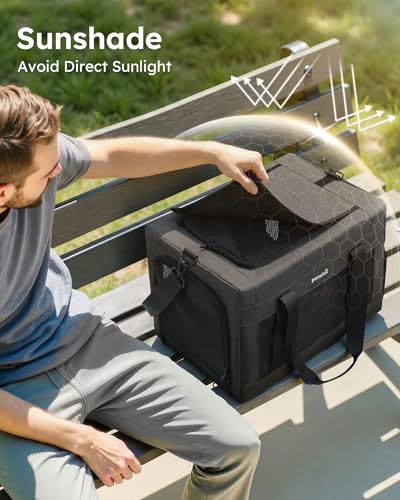 Pecute Cat Carrier, Portable Dog Carrier with Stable Structure, Dark Grey | Larger Space, 360° Ventilation & Comfort, Escape-Proof, for Travel / Car Trips / Vet Visits, Fits Cats up to 11 lbs - color: Dark Grey