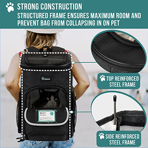 PetAmi Dog Backpack Carrier, Airline Approved 4-Way Entry Cat Backpack Carrier, Ventilated Mesh, Collapsible Pet Carrier for Small Puppy, Kitten, Hiking, Travel Car, Vet, up to 18 lbs, Black - color: Black