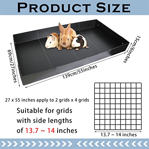 Geelin 55 × 27 Inches Black Corrugated Plastic Cage Liners Base 2 x 4 Panel Size Guinea Pig Cage Liner Waterproof Mat Hedgehogs Rabbits Bunny Small Animals Tray