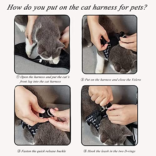 Cat Leash and Harness Set,Breathable Dog Harness,Pet Harness,Adjustable Mesh cat Harness and Leash Escape Proof for Puppy Cat Rabbit (Black, S) - color: Black, size: Small