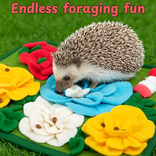 Foraging Mat for Hedgehog Enrichment Toys, Hedgehog Toys for Cage, Interactive Feeding Toy for Small Pet, Rabbit Foraging Mat, Hedgehogs Accessories, Guinea Pig Toy (Green, 17.7x9.8in) - color: Green