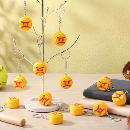 Kenning 12 Pcs Softball Clicker Fidget Keychain Bulk 3D Printed Fidget Toys for Stress Relief Softball Party Favors Team Gifts for Girls Coach Player Fans Goodie Bag Stuffers Back to School Gifts - style: Softball