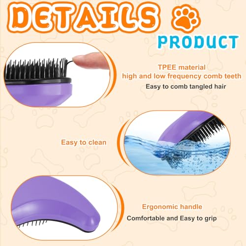 Small Dog Brushes, Grooming Brushes Puppies Hair Remover (Light Purple, 2 Pcs) - color: Light Purple