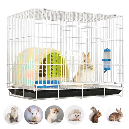 Small Animal Cage Indoor, Hamster Cage with Water Bottle & Food Bowl & Washable Small Nest, Guinea Pig Cage for Ferret, Chinchilla, Bunny, Kitten, Hedgehog, Squirrel, Rat, Rabbit