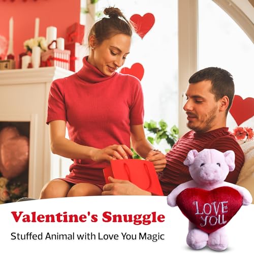 Pig Stuffed Animal 8 Inches Surprise Valentines Day Stuffed Animals Hideaway Spring Inspired Gift for Girls and Boys Birthday, Valentine’s Day, Easter Day (Pig Stuffed Animal) - style: Valentine Pig Stuffed Animal
