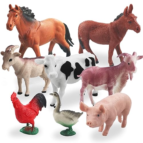 8 Pcs Big Animal Figurines Toys, Farm Realistic Plastic Animals Playset, Educational Preschool Learning Toy Playset for Kids Toddlers - size: 8 Pcs Big Figurines
