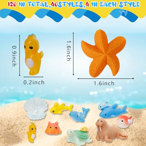 44 Pcs Mini Ocean Resin Animals 44 Styles Resin Animals Figurines Bulk for Fairy Garden Miniature Dollhouse Accessories Hide Crafts Decor - style: 44Pcs-Ocean