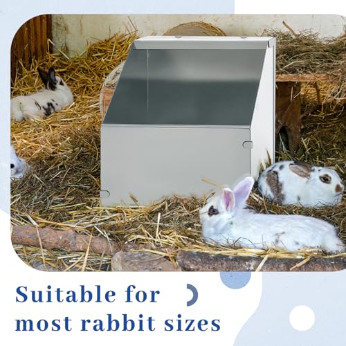 Maxcheck 2 Pcs Galvanized Metal Rabbit Nesting Box Bunny Small Animal Nest with Removable Acrylic Floor Durable Easy to Clean for Indoor Outdoor Use Rabbit Supplies (20 * 14 * 12 Inch) - size: 20"L x 14"W x 12"H