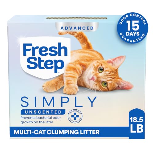 Fresh Step Advanced Simply Unscented Multi Cat Clumping Cat Litter, 18.5 lb | Formulated with No Added Dyes or Fragrances, Ammonia Block Technology, Low Dust, Compatible with Most Automatic Litter Boxes - size: 18.5 lb