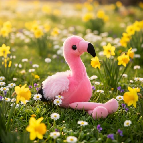 The Petting Zoo Flamingo Stuffed Animal Plushie, Gifts for Kids, Wild Onez Babiez Zoo Animals, Flamingo Plush Toy 6 inches - color: Flamingo