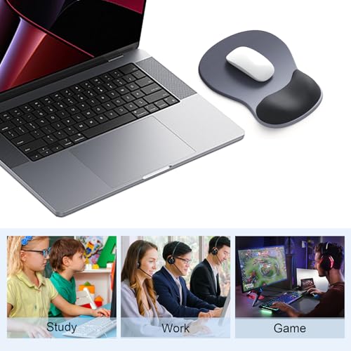 Ergonomic Mouse Pad with Gel Wrist Support, Comfortable Wrist Rest Mousepad with Non-Slip PU Base for Pain Relief, Desk, Home & Office(Midnight) - color: Midnight
