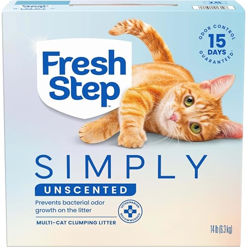 Fresh Step Simply Unscented Multi Cat Clumping Cat Litter, Low Dust, Odor Control with Activated Charcoal Tech, Compatible in Automatic Litter Boxes, 14 lb. - size: 14lb (Pack of 1)