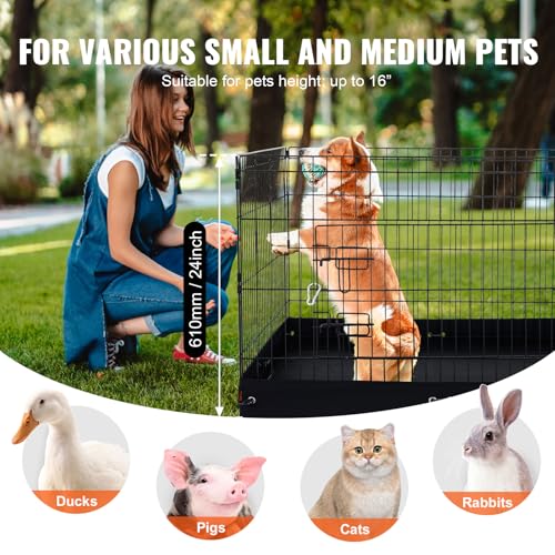 VEVOR Dog Playpen, 4 Pcs 24 x 36 in Panels Foldable Metal Pet Exercise Pen, Dog Fence Indoor and Outdoor Pen with Door and 600D Oxford Fabric Bottom Pad, for Dogs, Cats and Other Small Animals - size: 4 panels 24*36in, style: Playpen + Bottom Pad