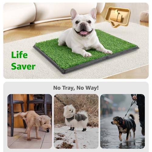 Portable Dog Grass Pad with Tray 41"x26", for Indoor Outdoor Potty Training | Dog Litter Box, Easy to Clean, Pet Loo, Artificial Grass Patch, Washable Pee Pad, Ideal for Patio Balcony Apartment - size: 41"x26"（3 Layer Potty System)