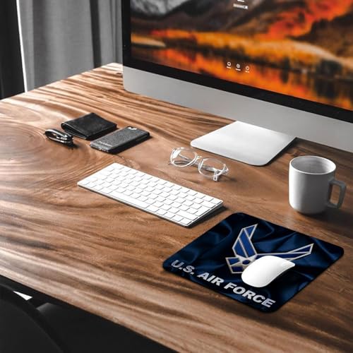 US Air Force Patriotic Military Mouse Pad, Navy Blue Satin Art Desk Mat | American Armed Forces,9.5"x 7.9", Cute Smooth & Anti-Slip Mousepad, USAF Veteran Gift - color: Navy Blue
