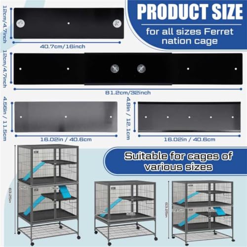 Scatter Guards Compatible with Ferret Nation & Critter Nation, 9 Pcs Pull Out Adjustable Small Animal Cages Guards, Urine & Litter Containment for Ferrets, Chinchillas, Rats(Black) - color: Black