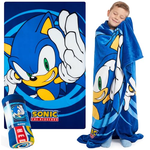 Get trend Sonic The Hedgehog Throw Blanket for Kids, 39x59 in, Soft Warm Vibrant Fleece Throw for Couch, Bed, Cozy Travel Blanket, Gamer Gifts for Boys