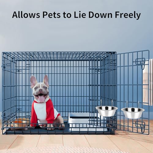 Fri4Free 2PCS 8oz Stainless Steel Hanging Kennel Water Bowls | Easy to Use, No Spill, Fits Small Crate Kennel Cage Catio, For Dogs Puppies Cats Small Pet, Food & Water Feeding Holder - size: 8.0oz