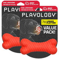 Playology Dual Layer Bone Dog Chew Toy – Medium, Peanut Butter Scent, 2-Ct | Dog Toy Value Pack, Rubber Construction, All Natural Scent, Durable Design - size: Medium (VALUE 2-Pack), style: Beef