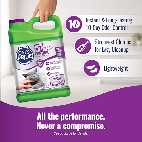 Cat's Pride Total Odor Control, Max Power, Clumping Litter Scented 15lb - size: 15 pounds, style: Total Odor Control Scented