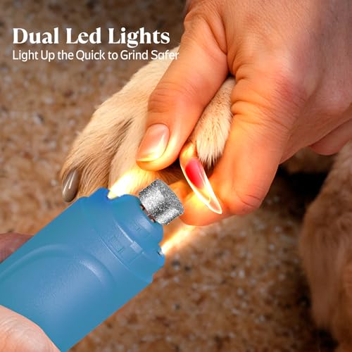 Dog Nail Grinder, Dog Nail Trimmers and Clippers Kit, Super Quiet, Rechargeable, for Small Large Dogs Cats Toenail Claw Grooming,3 Speeds - color: Lake Blue