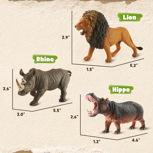Zippytots 6PCS Safari Animal Figure Toys for Kids 3-5 Realistic Plastic Jungle Animal Figurines African Wildlife Learning Toys for Kids Boys Girls Toddlers - style: 6-PC Safari Animal Figures Set