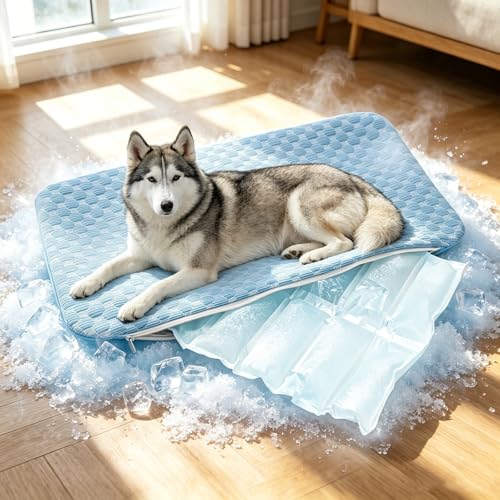 Cooling Dog Mat, 23"x34" Self-Cooling Dog Pad, Cooling Pad for Large Dogs, Refrigerable Long-Lasting Cooling, Non-Slip Summer Pet Mat, Dog Cooling Pad for Indoor Outdoor Kennel & Car - size: 23.0"L x 34.0"W x 1"Th