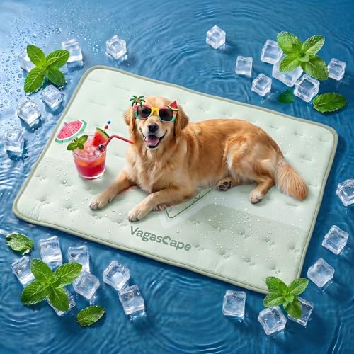 3.0 Supportive Double Sided Dog Cooling Mat | Thick Durable Pet Cooling Mat for Extra Large Pet, 47" x 28" Washable Cooling Mat for Dog Outdoor and Indoor - color: Square Green, size: Large