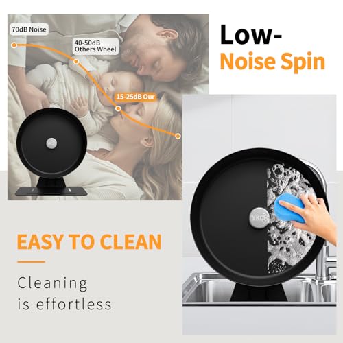 11.8" Aluminum Alloy Silent Hamster Exercise Wheel | Noiseless Running Wheel for Syrian Hamsters, Fancy Rat, Hedgehogs and Small Pets (Base-Black) - color: Black
