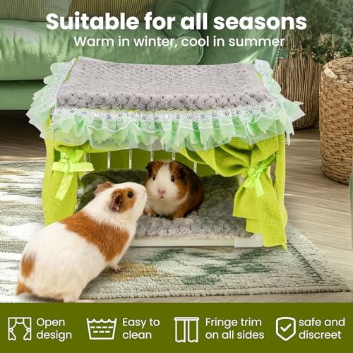 NAPLORD Guinea Pig Bed & Guinea Pig Hideout: C&C Cage Cozy Hideaway-Guinea Pig Toy - color: Gray+Green, size: Gray + Green/Bed