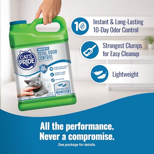Cat's Pride Total Odor Control, Max Power, Clumping Litter Unscented 15lb - size: 15 pounds, style: Total Odor Control Unscented