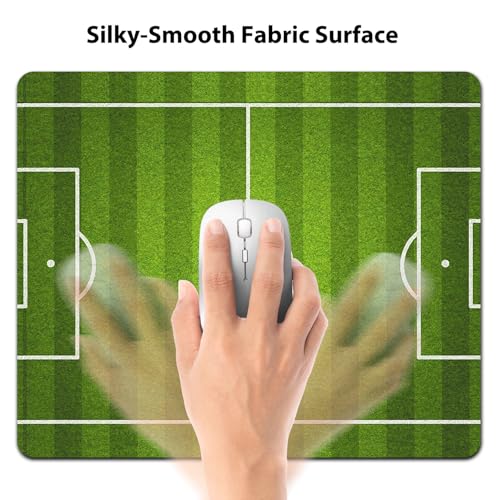 Soccer Field Mouse Pad, Football Pitch Green Grass Sports Stadium Desk Mat | 9.5"x 7.9", Cute Smooth & Anti-Slip Mousepad - color: Green