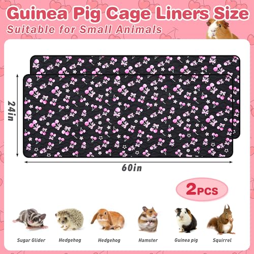2 Pack Waterproof Guinea Pig Cage Liner, 24" x 60" Washable Reusable Guinea Pig Liner, Super Absorbent Leak-Proof Pet Pee Pad Mats for Guinea Pigs Rabbit Chinchilla Bunny Hamster - size: 24*60 inch 2pack