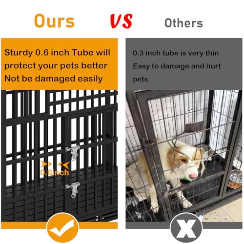 56 inch Heavy Duty Indestructible Dog Crate, Steel Double Door Indoor High Anxiety Cage for Large Giant Dogs, Escape-Proof Chewproof Pet Kennel with Trays and Wheels, Extra Large XL XXL - size: 55.5"L x 29.1"W x 46.1"H