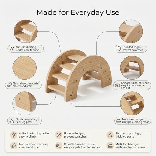 3 Pcs Hamster Wood House Set, Maze Wood House with Ramp,Activity Seesaw,Climbing Bridge,Small Animal Fun Activity Space for Syrian Hamsters, Gerbils, Mice - color: Wood House Set