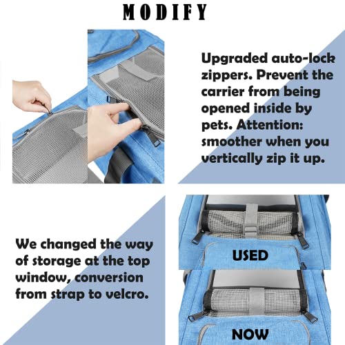 GAPZER Pet Carrier for Large and Medium Cat, Soft-Sided Pet Crate for Puppy | Dog Collapsible Travel Kennel Bag Privacy Protection, Big Kitty 20 pounds Carrying Cage Portable Home Outdoor Taxi Carseat - color: Blue