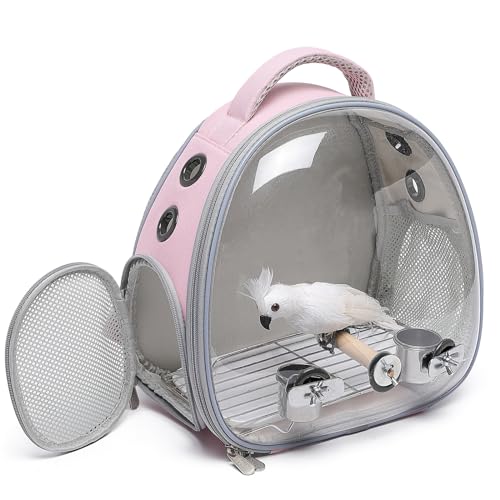 Portable Travel pet Backpack Carrier Hamster Bag Guinea Pig Bird Small Dog cat Turtle Carrier Rabbit Cage Squirrel Bearded Dragon Breathable Hangbag (Pink+Accessories) - color: pink+accessories
