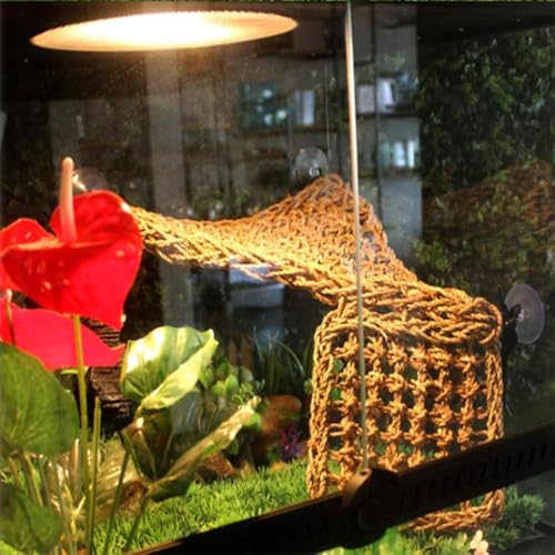 kathson Bearded Dragon Hammock, Bearded Dragon Accessories, Natural Seagrass Reptile Hammock, Reptile Lounger Habitat Decor for Chameleons, Lizards, Geckos, and Snakes（11 x 7.8 x 7.8 inches, 2 PCS）