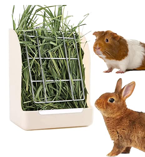 Litewoo Rabbit Hay Feeder, Small Animal Food Dispenser for Guinea Pigs | 3.54x5.7x7.09 in, Plastic, chew-resistant, hay feeder, for small animal/rabbits/guinea pigs/chinchillas/hamsters - color: A / White